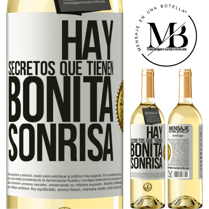 29,95 € Envoi gratuit | Vin blanc Édition WHITE Il y a des secrets qui ont un beau sourire Étiquette Blanche. Étiquette personnalisable Vin jeune Récolte 2022 Verdejo