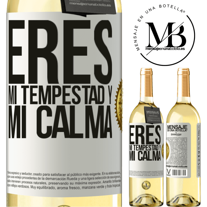 29,95 € Envío gratis | Vino Blanco Edición WHITE Eres mi tempestad y mi calma Etiqueta Blanca. Etiqueta personalizable Vino joven Cosecha 2025 Verdejo