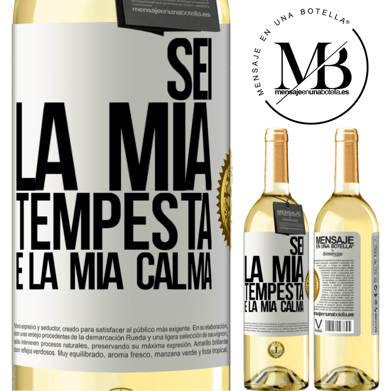 29,95 € Spedizione Gratuita | Vino bianco Edizione WHITE Sei la mia tempesta e la mia calma Etichetta Bianca. Etichetta personalizzabile Vino giovane Raccogliere 2023 Verdejo