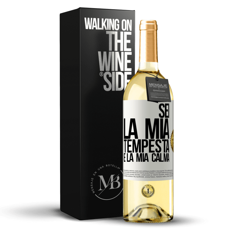 29,95 € Spedizione Gratuita | Vino bianco Edizione WHITE Sei la mia tempesta e la mia calma Etichetta Bianca. Etichetta personalizzabile Vino giovane Raccogliere 2024 Verdejo