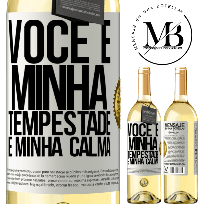 29,95 € Envio grátis | Vinho branco Edição WHITE Você é minha tempestade e minha calma Etiqueta Branca. Etiqueta personalizável Vinho jovem Colheita 2023 Verdejo