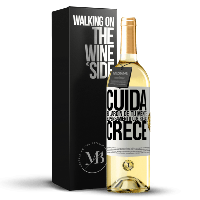 29,95 € Envío gratis | Vino Blanco Edición WHITE Cuida el jardín de tu mente. El pensamiento que riegas, crece Etiqueta Blanca. Etiqueta personalizable Vino joven Cosecha 2025 Verdejo