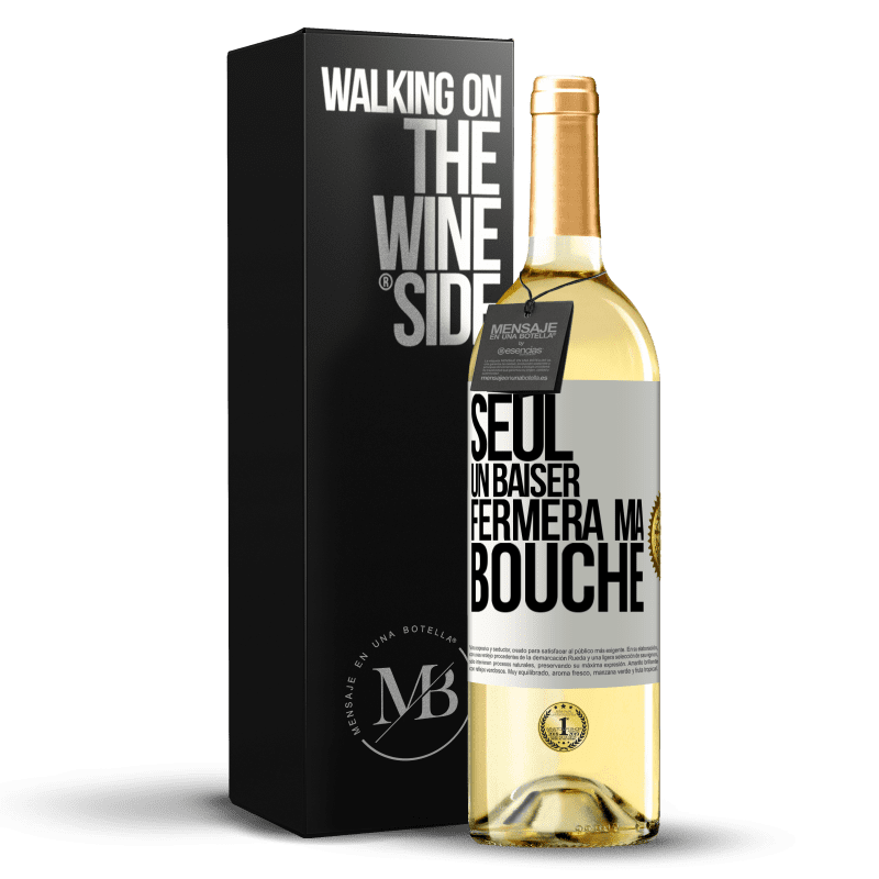 29,95 € Envoi gratuit | Vin blanc Édition WHITE Seul un baiser fermera ma bouche Étiquette Blanche. Étiquette personnalisable Vin jeune Récolte 2024 Verdejo