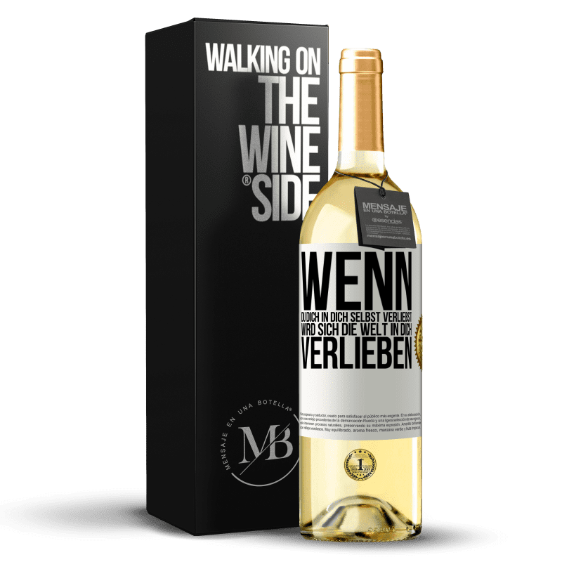 29,95 € Kostenloser Versand | Weißwein WHITE Ausgabe Wenn du dich in dich selbst verliebst, wird sich die Welt in dich verlieben Weißes Etikett. Anpassbares Etikett Junger Wein Ernte 2023 Verdejo