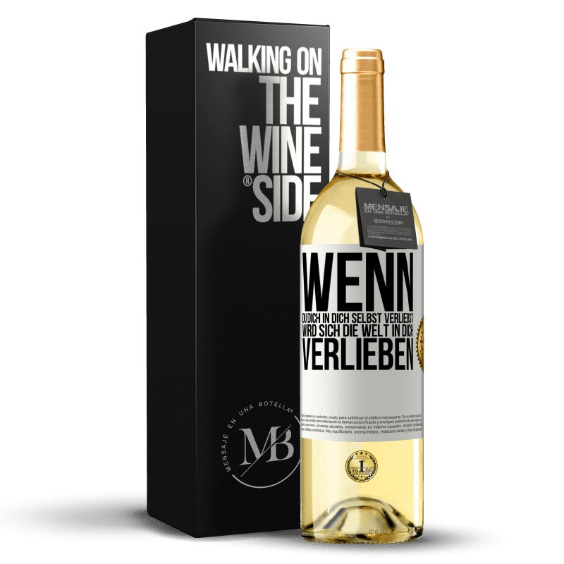 29,95 € Kostenloser Versand | Weißwein WHITE Ausgabe Wenn du dich in dich selbst verliebst, wird sich die Welt in dich verlieben Weißes Etikett. Anpassbares Etikett Junger Wein Ernte 2024 Verdejo