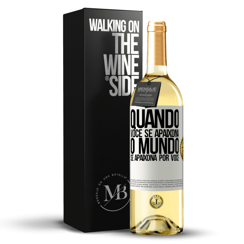 29,95 € Envio grátis | Vinho branco Edição WHITE Quando você se apaixona, o mundo se apaixona por você Etiqueta Branca. Etiqueta personalizável Vinho jovem Colheita 2024 Verdejo