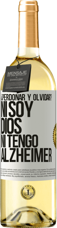 29,95 € Envío gratis | Vino Blanco Edición WHITE ¿Perdonar y olvidar? Ni soy Dios, ni tengo alzheimer Etiqueta Blanca. Etiqueta personalizable Vino joven Cosecha 2024 Verdejo