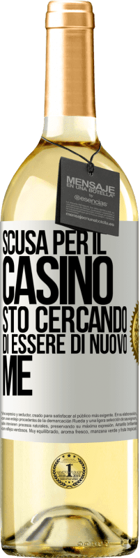 29,95 € | Vino bianco Edizione WHITE Scusa per il casino, sto cercando di essere di nuovo me Etichetta Bianca. Etichetta personalizzabile Vino giovane Raccogliere 2024 Verdejo