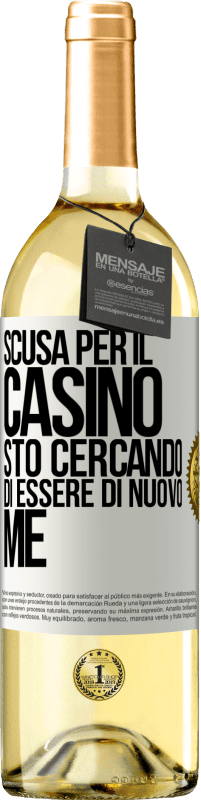 29,95 € | Vino bianco Edizione WHITE Scusa per il casino, sto cercando di essere di nuovo me Etichetta Bianca. Etichetta personalizzabile Vino giovane Raccogliere 2025 Verdejo