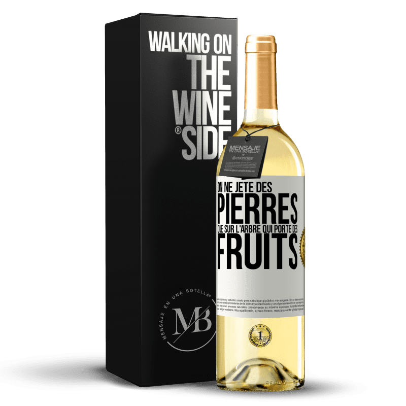 29,95 € Envoi gratuit | Vin blanc Édition WHITE On ne jète des pierres que sur l'arbre qui porte des fruits Étiquette Blanche. Étiquette personnalisable Vin jeune Récolte 2024 Verdejo