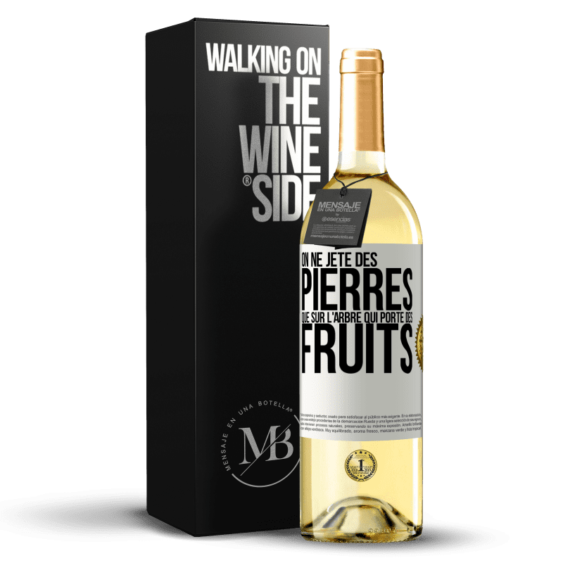 29,95 € Envoi gratuit | Vin blanc Édition WHITE On ne jète des pierres que sur l'arbre qui porte des fruits Étiquette Blanche. Étiquette personnalisable Vin jeune Récolte 2025 Verdejo