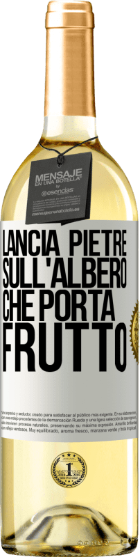 29,95 € Spedizione Gratuita | Vino bianco Edizione WHITE Lancia pietre sull'albero che porta frutto Etichetta Bianca. Etichetta personalizzabile Vino giovane Raccogliere 2025 Verdejo