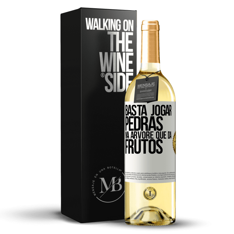 29,95 € Envio grátis | Vinho branco Edição WHITE Basta jogar pedras na árvore que dá frutos Etiqueta Branca. Etiqueta personalizável Vinho jovem Colheita 2024 Verdejo