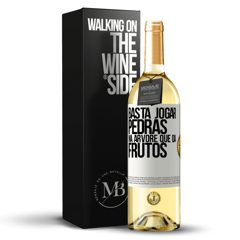 29,95 € Envio grátis | Vinho branco Edição WHITE Basta jogar pedras na árvore que dá frutos Etiqueta Branca. Etiqueta personalizável Vinho jovem Colheita 2025 Verdejo