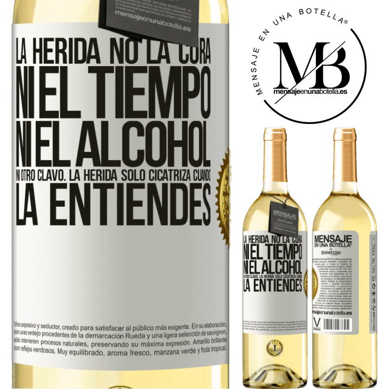 29,95 € Envoi gratuit | Vin blanc Édition WHITE La plaie ne guérit pas, ne prend pas de temps, ni d'alcool, ni aucun autre ongle. La blessure ne guérit que lorsque vous la Étiquette Blanche. Étiquette personnalisable Vin jeune Récolte 2022 Verdejo