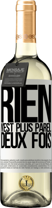 Envoi gratuit | Vin blanc Édition WHITE Rien n'est plus pareil deux fois Étiquette Blanche. Étiquette personnalisable Vin jeune Récolte 2023 Verdejo