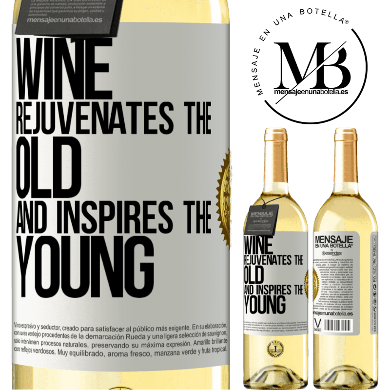 29,95 € Free Shipping | White Wine WHITE Edition Wine rejuvenates the old and inspires the young White Label. Customizable label Young wine Harvest 2022 Verdejo