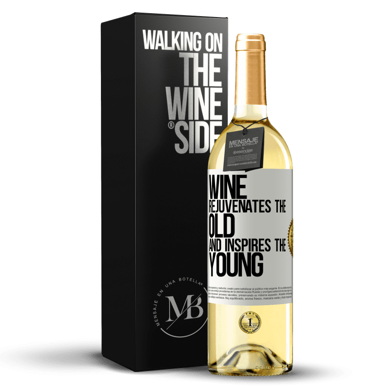 29,95 € Бесплатная доставка | Белое вино Издание WHITE Вино омолаживает старое и вдохновляет молодых Белая этикетка. Настраиваемая этикетка Молодое вино Урожай 2023 Verdejo