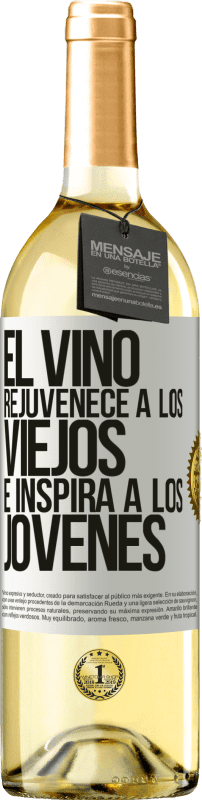 29,95 € | Vino Blanco Edición WHITE El vino rejuvenece a los viejos e inspira a los jóvenes Etiqueta Blanca. Etiqueta personalizable Vino joven Cosecha 2023 Verdejo