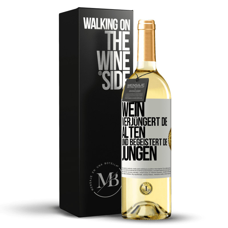 29,95 € Kostenloser Versand | Weißwein WHITE Ausgabe Wein verjüngert die Alten und begeistert die Jungen Weißes Etikett. Anpassbares Etikett Junger Wein Ernte 2023 Verdejo