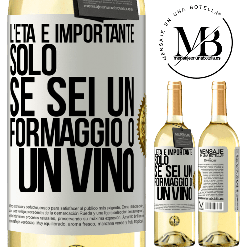 29,95 € Spedizione Gratuita | Vino bianco Edizione WHITE L'età è importante solo se sei un formaggio o un vino Etichetta Bianca. Etichetta personalizzabile Vino giovane Raccogliere 2023 Verdejo