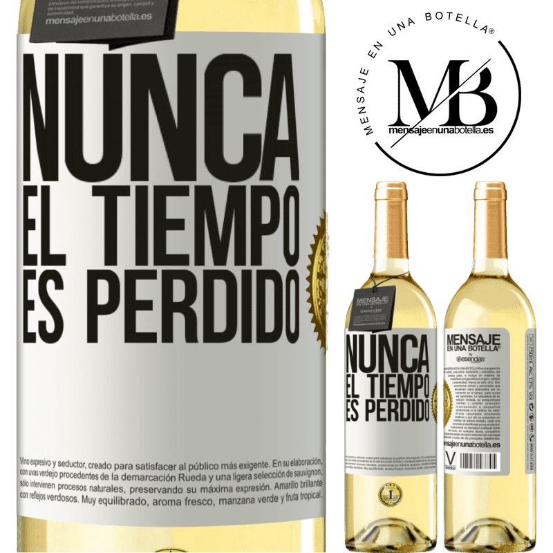 29,95 € Envío gratis | Vino Blanco Edición WHITE Nunca el tiempo es perdido Etiqueta Blanca. Etiqueta personalizable Vino joven Cosecha 2023 Verdejo