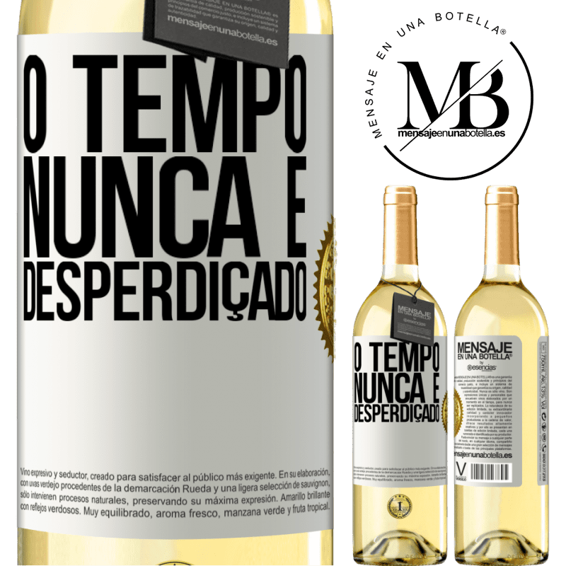 29,95 € Envio grátis | Vinho branco Edição WHITE O tempo nunca é desperdiçado Etiqueta Branca. Etiqueta personalizável Vinho jovem Colheita 2023 Verdejo