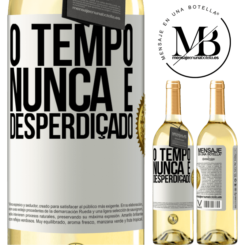 29,95 € Envio grátis | Vinho branco Edição WHITE O tempo nunca é desperdiçado Etiqueta Branca. Etiqueta personalizável Vinho jovem Colheita 2025 Verdejo
