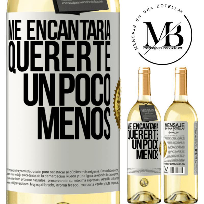 29,95 € Envío gratis | Vino Blanco Edición WHITE Me encantaría quererte un poco menos Etiqueta Blanca. Etiqueta personalizable Vino joven Cosecha 2023 Verdejo