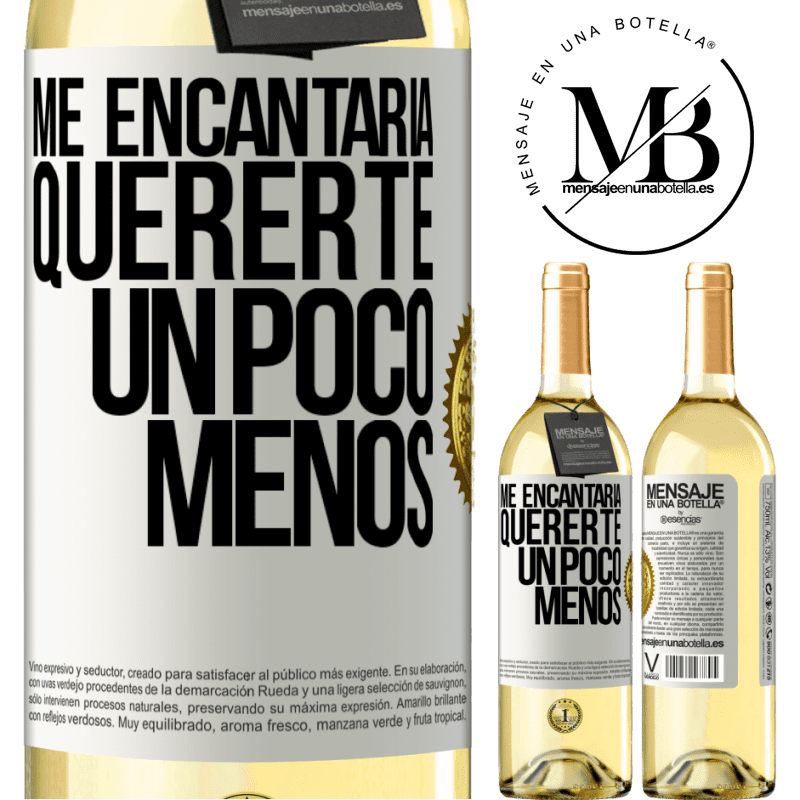 29,95 € Envío gratis | Vino Blanco Edición WHITE Me encantaría quererte un poco menos Etiqueta Blanca. Etiqueta personalizable Vino joven Cosecha 2025 Verdejo