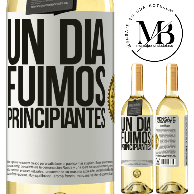 29,95 € Envío gratis | Vino Blanco Edición WHITE Un día fuimos principiantes Etiqueta Blanca. Etiqueta personalizable Vino joven Cosecha 2024 Verdejo