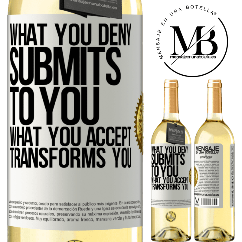 29,95 € Free Shipping | White Wine WHITE Edition What you deny submits to you. What you accept transforms you White Label. Customizable label Young wine Harvest 2022 Verdejo