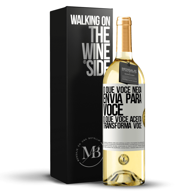 29,95 € Envio grátis | Vinho branco Edição WHITE O que você nega envia para você. O que você aceita transforma você Etiqueta Branca. Etiqueta personalizável Vinho jovem Colheita 2024 Verdejo