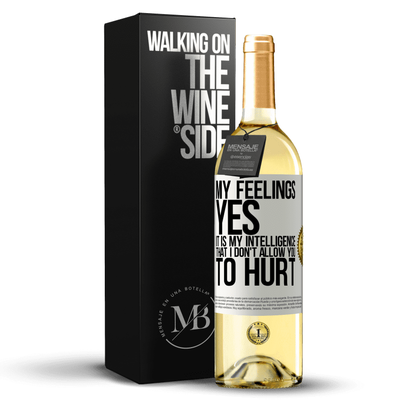 29,95 € Free Shipping | White Wine WHITE Edition My feelings, yes. It is my intelligence that I don't allow you to hurt White Label. Customizable label Young wine Harvest 2024 Verdejo