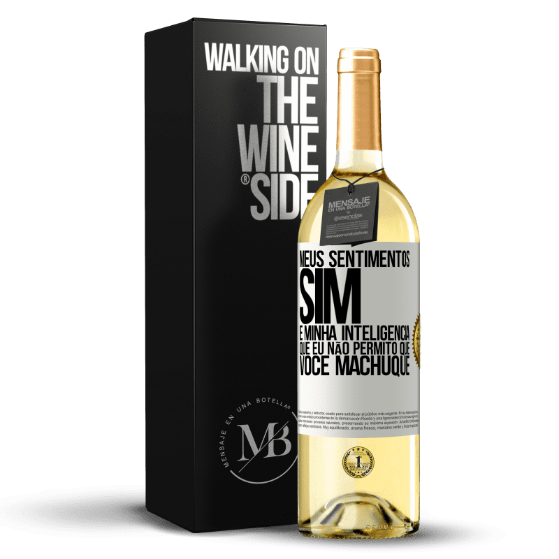 29,95 € Envio grátis | Vinho branco Edição WHITE Meus sentimentos sim. É minha inteligência que eu não permito que você machuque Etiqueta Branca. Etiqueta personalizável Vinho jovem Colheita 2024 Verdejo