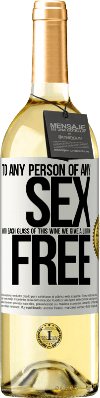 29,95 € 免费送货 | 白葡萄酒 WHITE版 对于任何性别的人，每杯葡萄酒我们都会免费提供一个盖子 白标. 可自定义的标签 青年酒 收成 2023 Verdejo