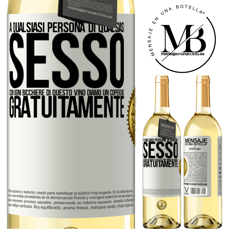 29,95 € Spedizione Gratuita | Vino bianco Edizione WHITE A qualsiasi persona di qualsiasi SESSO con ogni bicchiere di questo vino diamo un coperchio GRATUITAMENTE Etichetta Bianca. Etichetta personalizzabile Vino giovane Raccogliere 2024 Verdejo