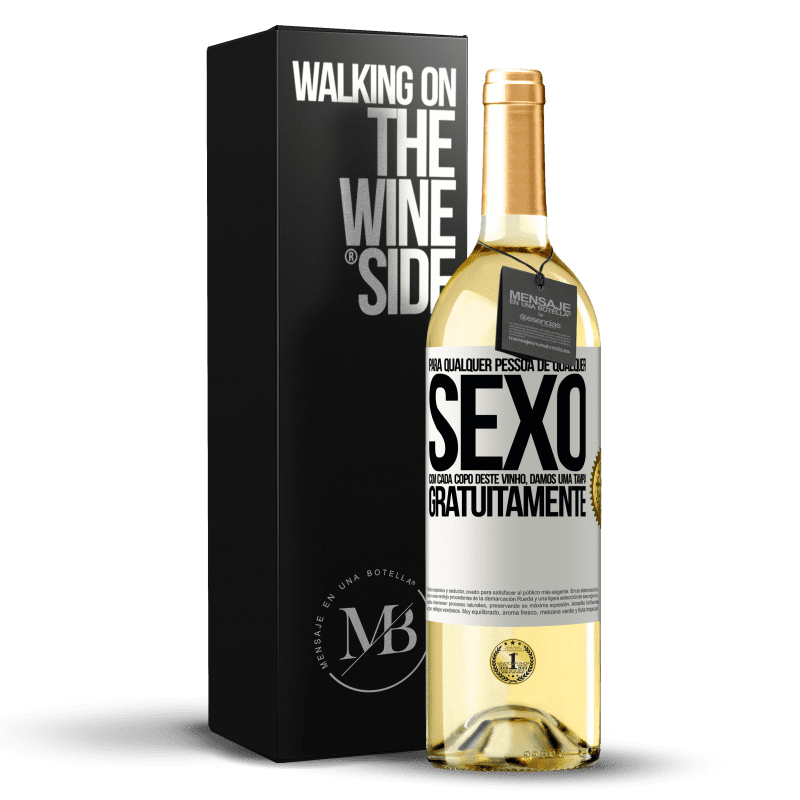 29,95 € Envio grátis | Vinho branco Edição WHITE Para qualquer pessoa de qualquer sexo com cada copo deste vinho, damos uma tampa GRATUITAMENTE Etiqueta Branca. Etiqueta personalizável Vinho jovem Colheita 2023 Verdejo