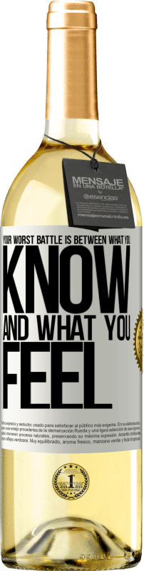 29,95 € | White Wine WHITE Edition Your worst battle is between what you know and what you feel White Label. Customizable label Young wine Harvest 2024 Verdejo