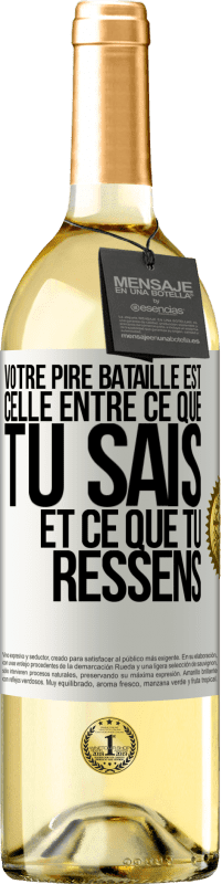 29,95 € Envoi gratuit | Vin blanc Édition WHITE Votre pire bataille est celle entre ce que tu sais et ce que tu ressens Étiquette Blanche. Étiquette personnalisable Vin jeune Récolte 2025 Verdejo
