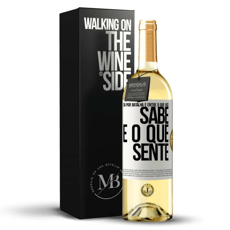 29,95 € Envio grátis | Vinho branco Edição WHITE Sua pior batalha é entre o que você sabe e o que sente Etiqueta Branca. Etiqueta personalizável Vinho jovem Colheita 2024 Verdejo