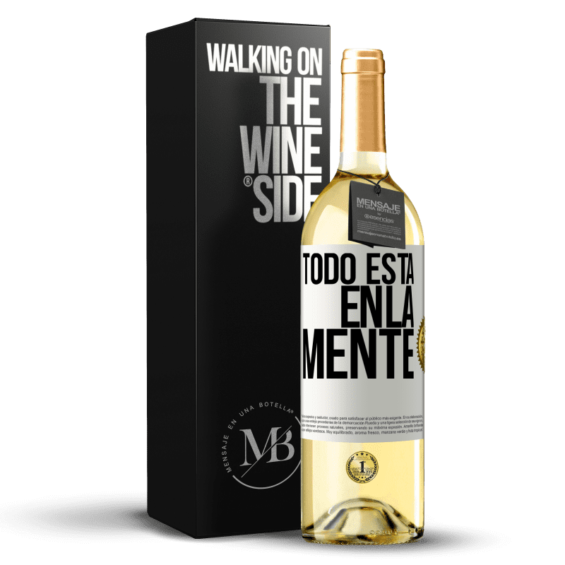 29,95 € Envío gratis | Vino Blanco Edición WHITE Todo está en la mente Etiqueta Blanca. Etiqueta personalizable Vino joven Cosecha 2025 Verdejo