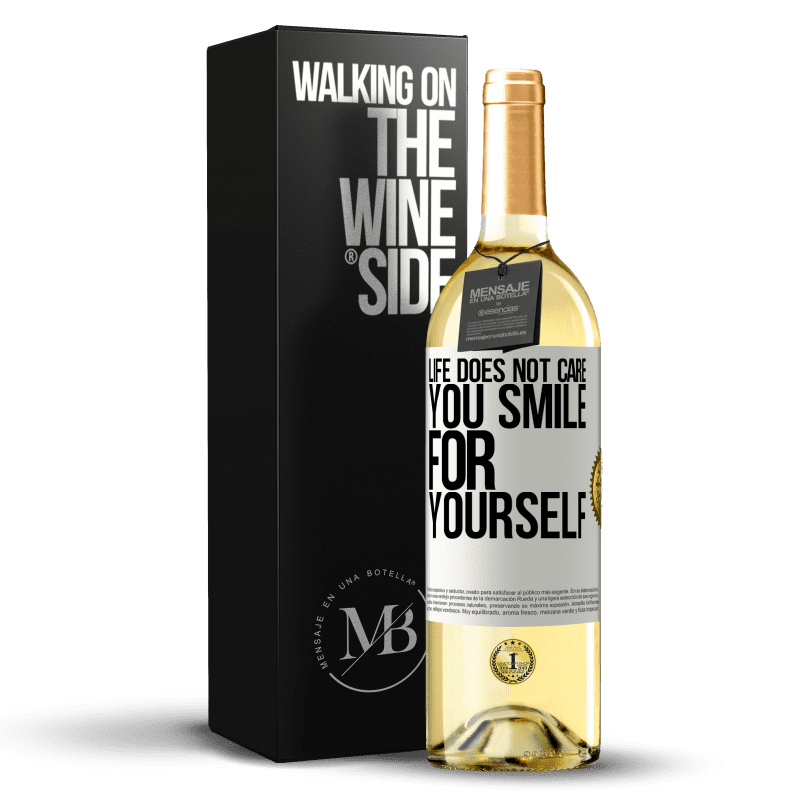 29,95 € Free Shipping | White Wine WHITE Edition Life does not care, you smile for yourself White Label. Customizable label Young wine Harvest 2023 Verdejo
