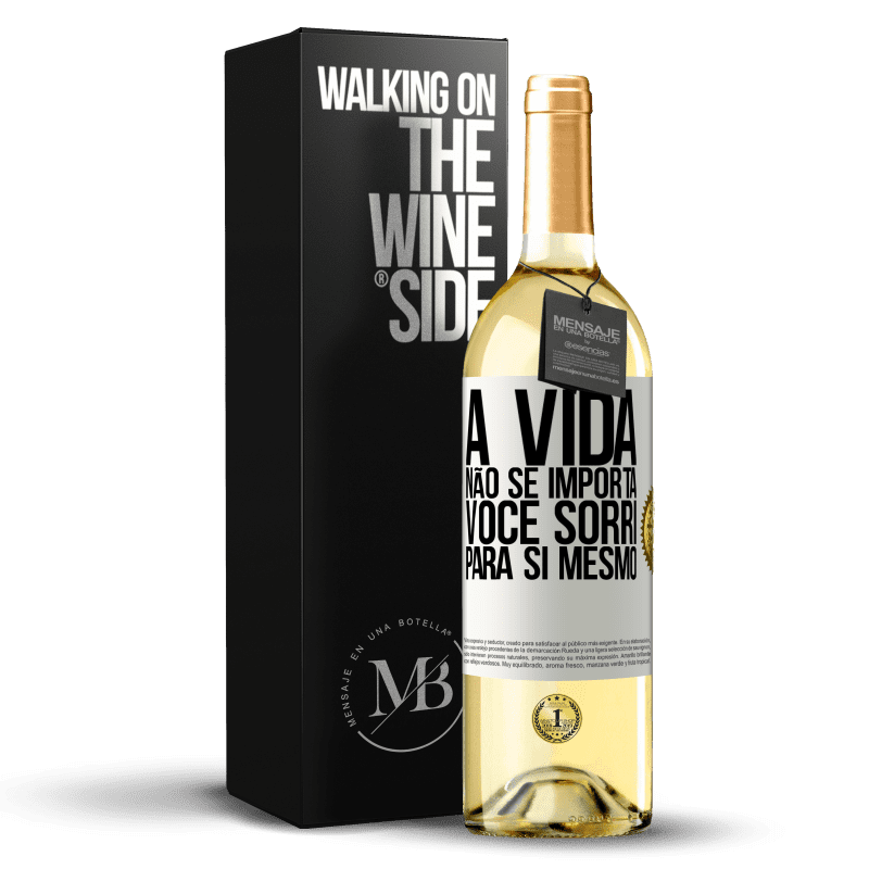 29,95 € Envio grátis | Vinho branco Edição WHITE A vida não se importa, você sorri para si mesmo Etiqueta Branca. Etiqueta personalizável Vinho jovem Colheita 2024 Verdejo