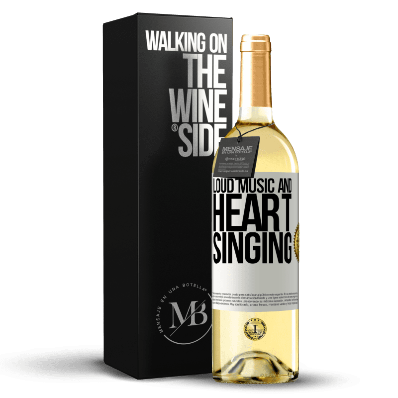 29,95 € 免费送货 | 白葡萄酒 WHITE版 响亮的音乐和心脏的歌声 白标. 可自定义的标签 青年酒 收成 2023 Verdejo