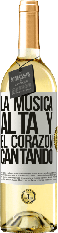 29,95 € | Vino Blanco Edición WHITE La música alta y el corazón cantando Etiqueta Blanca. Etiqueta personalizable Vino joven Cosecha 2024 Verdejo