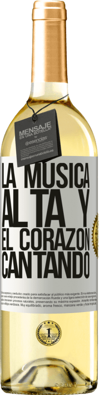 29,95 € Envío gratis | Vino Blanco Edición WHITE La música alta y el corazón cantando Etiqueta Blanca. Etiqueta personalizable Vino joven Cosecha 2025 Verdejo