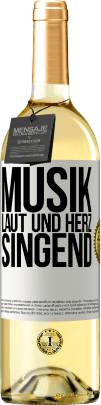 29,95 € Kostenloser Versand | Weißwein WHITE Ausgabe Musik laut und Herz singend Weißes Etikett. Anpassbares Etikett Junger Wein Ernte 2025 Verdejo