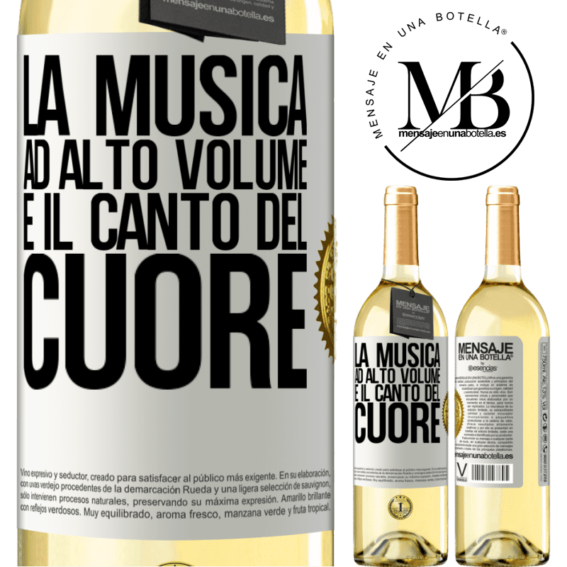 29,95 € Spedizione Gratuita | Vino bianco Edizione WHITE La musica ad alto volume e il canto del cuore Etichetta Bianca. Etichetta personalizzabile Vino giovane Raccogliere 2025 Verdejo