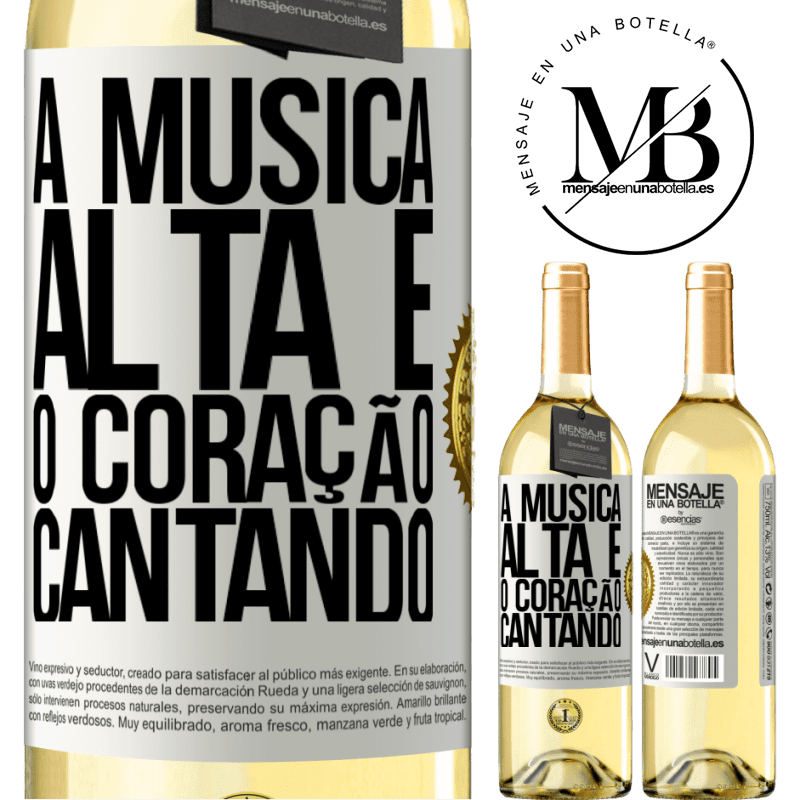 29,95 € Envio grátis | Vinho branco Edição WHITE A música alta e o coração cantando Etiqueta Branca. Etiqueta personalizável Vinho jovem Colheita 2023 Verdejo